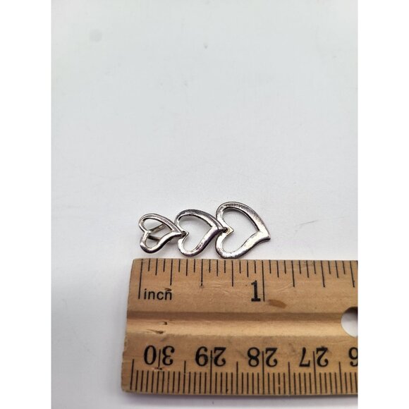 VTG Sterling SIlver 925 Linked Hearts Drop Pendant SU 925 TH Love - Picture 8 of 8